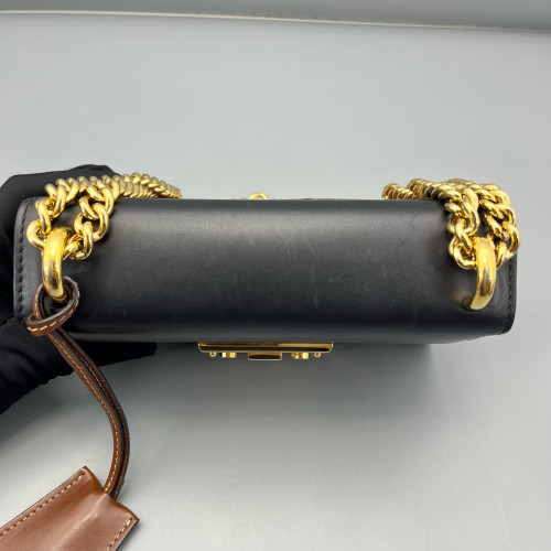 Gucci Small Padlock Shoulder Bag GG Supreme Monogram Black Beige Brown