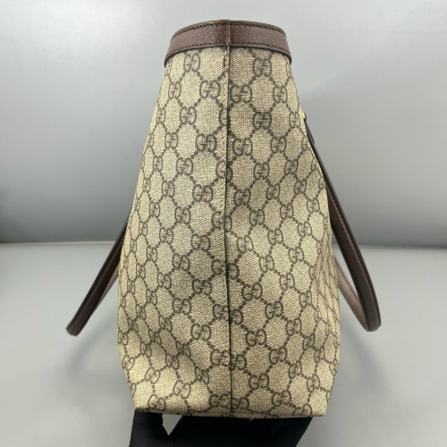 Gucci Ophidia Web Tote Bag GG Supreme Monogram Beige Ebony Beige Brown