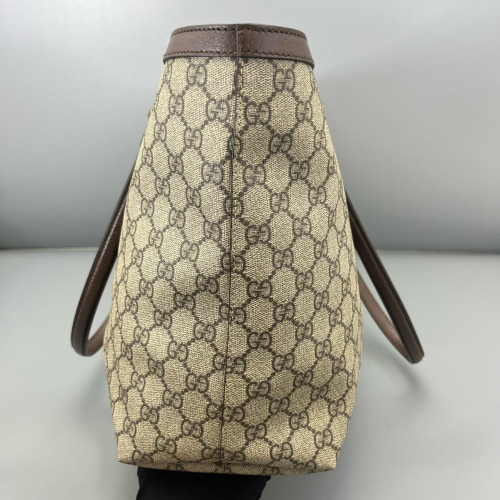 Gucci Ophidia Web Tote Bag GG Supreme Monogram Beige Ebony Beige Brown