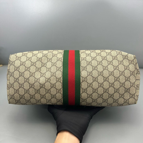 Gucci Ophidia Web Tote Bag GG Supreme Monogram Beige Ebony Beige Brown