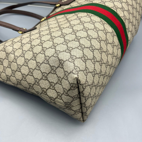 Gucci Ophidia Web Tote Bag GG Supreme Monogram Beige Ebony Beige Brown