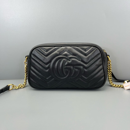 Gucci Matelasse Small GG Marmont Chain Shoulder Bag Calfskin Black