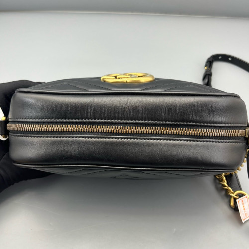 Gucci Matelasse Small GG Marmont Chain Shoulder Bag Calfskin Black