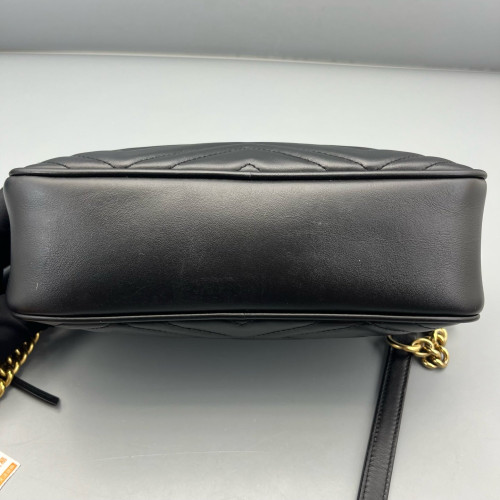 Gucci Matelasse Small GG Marmont Chain Shoulder Bag Calfskin Black