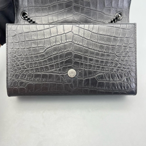 Yves Saint Laurent Medium Classic Kate Calfskin Crocodile Embossed Black