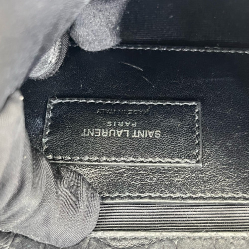 Yves Saint Laurent Medium Classic Kate Calfskin Crocodile Embossed Black