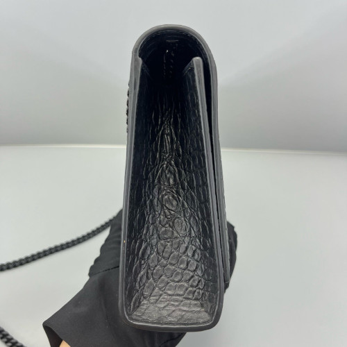Yves Saint Laurent Medium Classic Kate Calfskin Crocodile Embossed Black