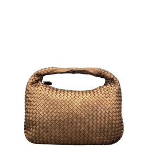 Bottega Veneta Medium Veneta Hobo Lambskin Intrecciato Nappa Brown