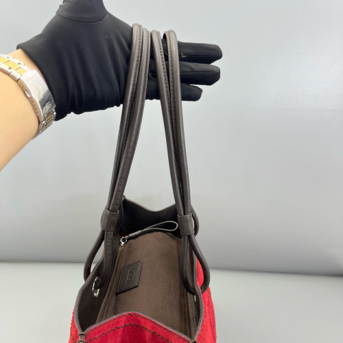 Loewe Tote Bag Suede Calfskin Red Black
