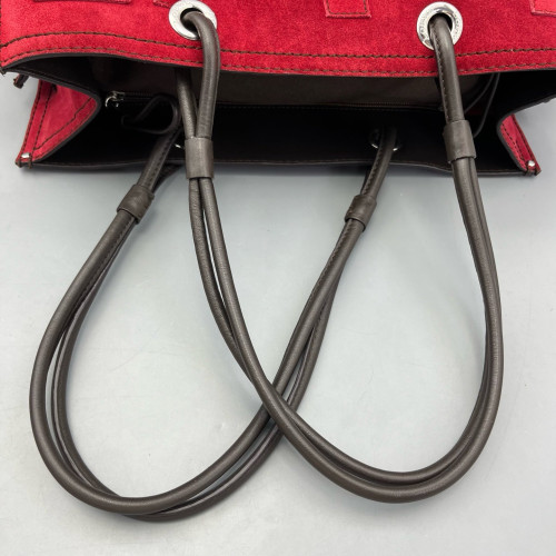 Loewe Tote Bag Suede Calfskin Red Black