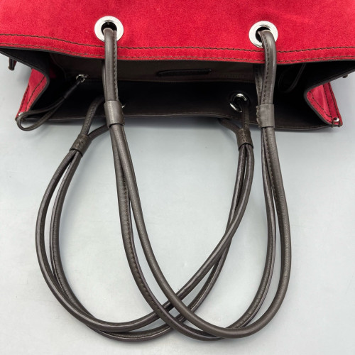 Loewe Tote Bag Suede Calfskin Red Black