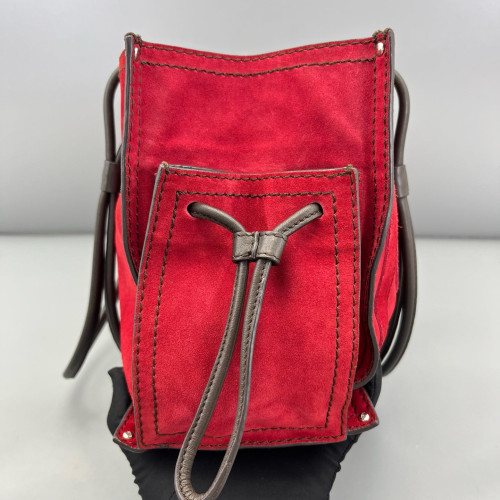 Loewe Tote Bag Suede Calfskin Red Black