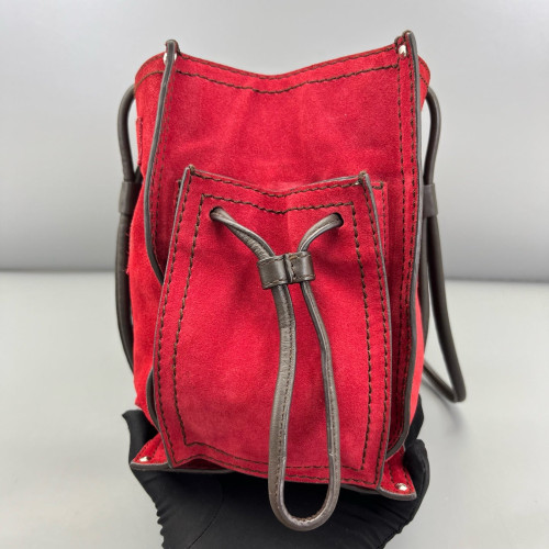 Loewe Tote Bag Suede Calfskin Red Black