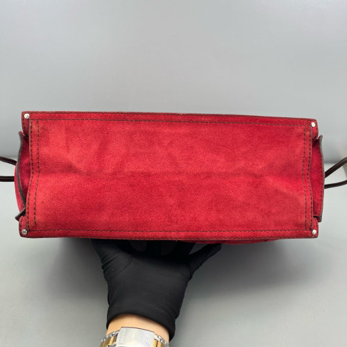 Loewe Tote Bag Suede Calfskin Red Black