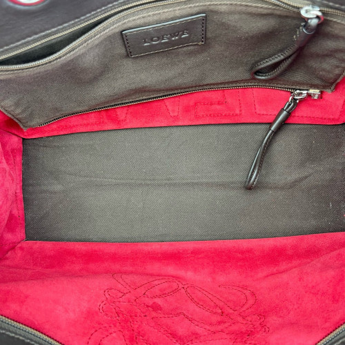Loewe Tote Bag Suede Calfskin Red Black
