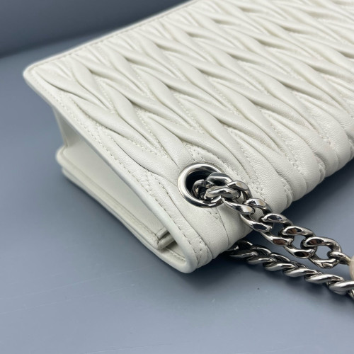 Miu Miu Wallet On Chain WOC Crumpled Lambskin White