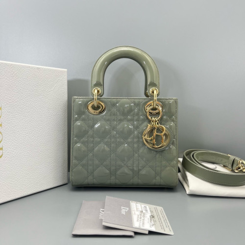 Dior Small Lady Dior Patent Calfskin Light Green