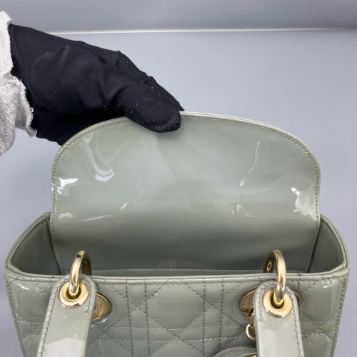 Dior Small Lady Dior Patent Calfskin Light Green