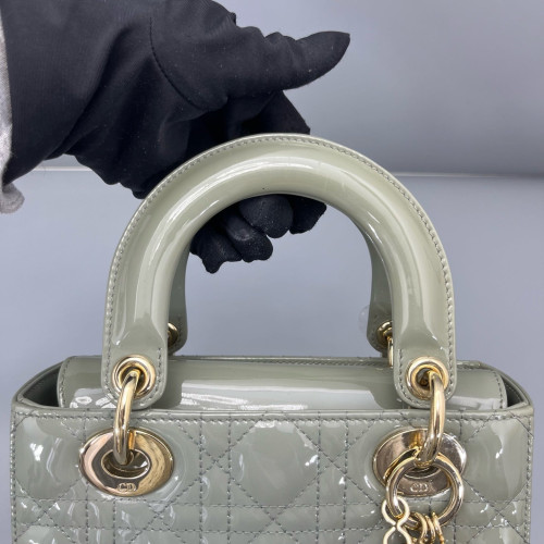Dior Small Lady Dior Patent Calfskin Light Green