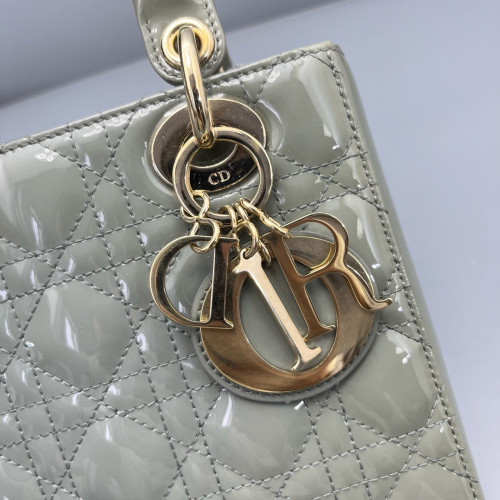 Dior Small Lady Dior Patent Calfskin Light Green