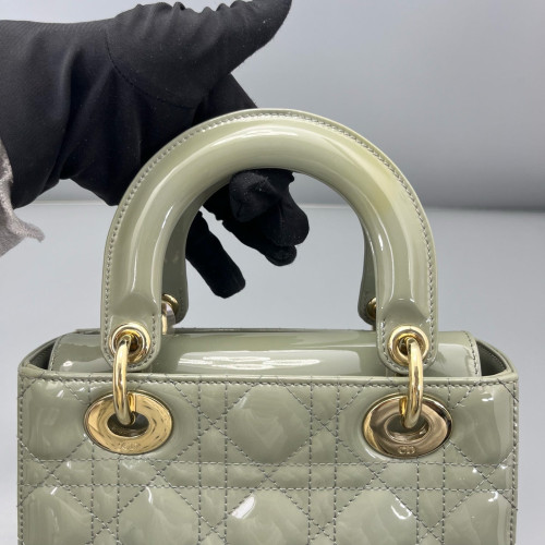 Dior Small Lady Dior Patent Calfskin Light Green