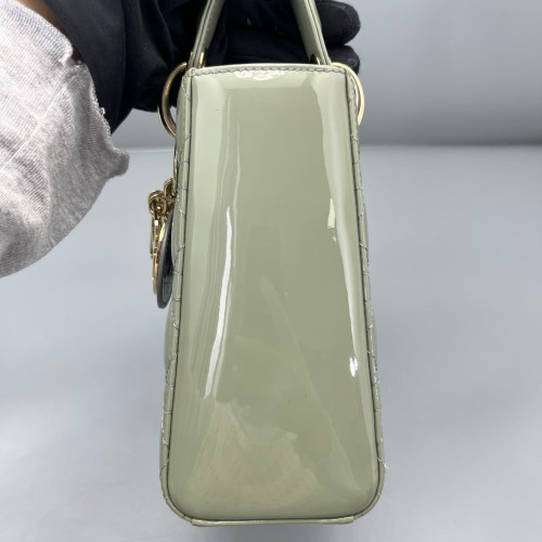 Dior Small Lady Dior Patent Calfskin Light Green