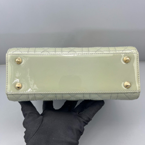Dior Small Lady Dior Patent Calfskin Light Green