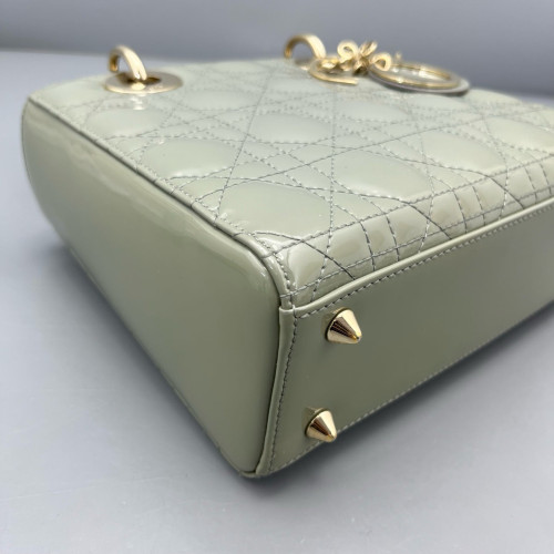 Dior Small Lady Dior Patent Calfskin Light Green