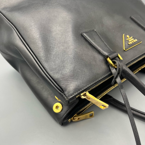 Prada Large Galleria Double Zip Tote Saffiano Calfskin Black