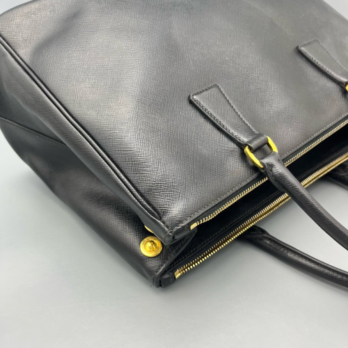 Prada Large Galleria Double Zip Tote Saffiano Calfskin Black