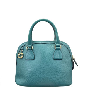 Gucci Medium Gg Charm Dome Grained Calfskin Ciel