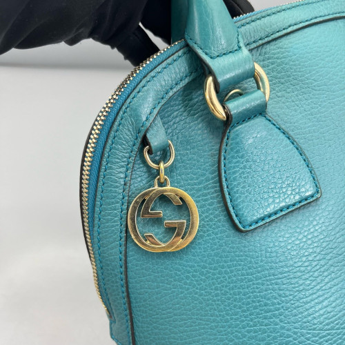 Gucci Medium Gg Charm Dome Grained Calfskin Ciel Gucci Medium Gg Charm Dome Grained Calfskin Ciel