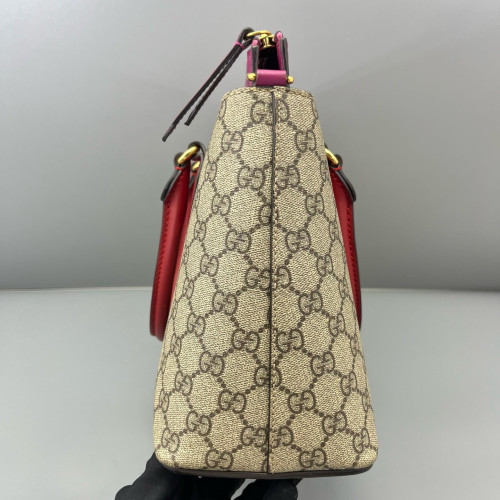 Gucci Tote Bag GG Supreme Monogram Beige Red Pink Gucci Tote Bag GG Supreme Monogram Beige Red Pink