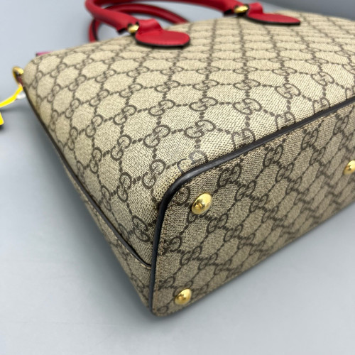 Gucci Tote Bag GG Supreme Monogram Beige Red Pink Gucci Tote Bag GG Supreme Monogram Beige Red Pink