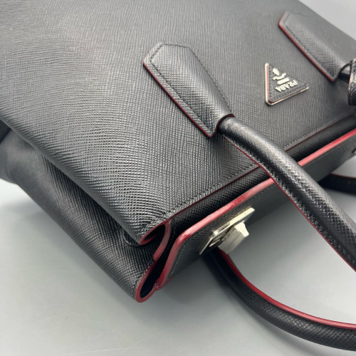 Prada Two-Way Bag Saffiano Calfskin Black Prada Two-Way Bag Saffiano Calfskin Black