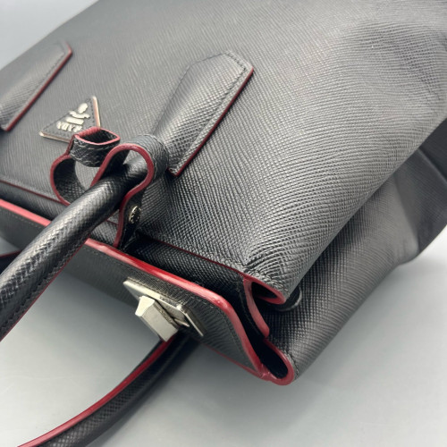 Prada Two-Way Bag Saffiano Calfskin Black Prada Two-Way Bag Saffiano Calfskin Black