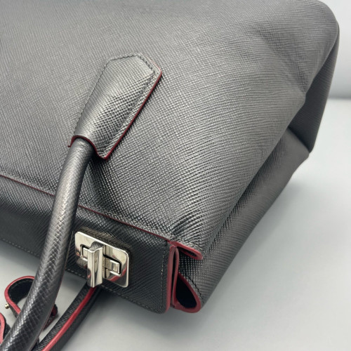 Prada Two-Way Bag Saffiano Calfskin Black Prada Two-Way Bag Saffiano Calfskin Black
