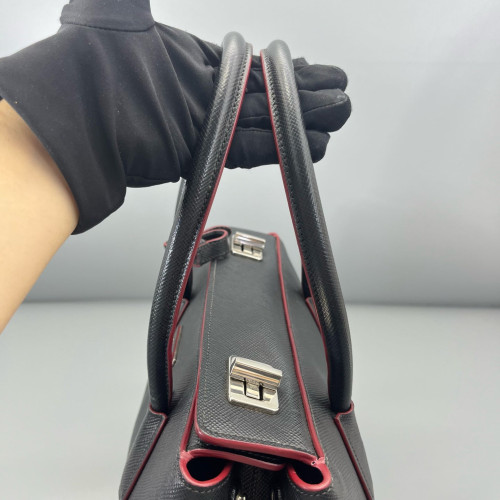Prada Two-Way Bag Saffiano Calfskin Black Prada Two-Way Bag Saffiano Calfskin Black