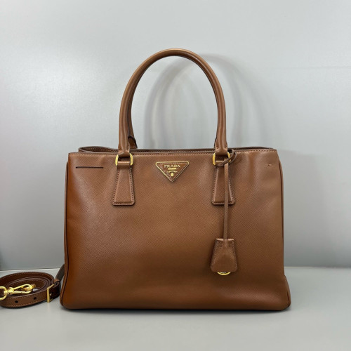 Prada Medium Galleria Double Zip Tote Saffiano Calfskin Brown Prada Medium Galleria Double Zip Tote Saffiano Calfskin Brown