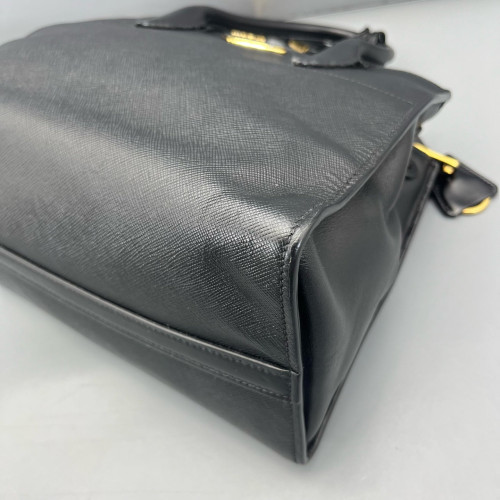 Prada Medium Esplanade Saffiano Calfskin Black Red