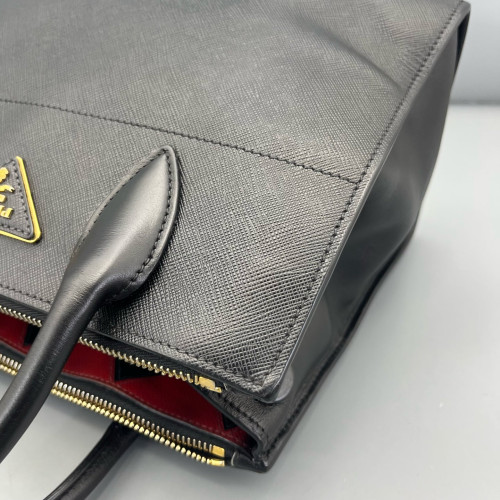 Prada Medium Esplanade Saffiano Calfskin Black Red