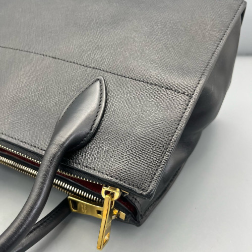 Prada Medium Esplanade Saffiano Calfskin Black Red