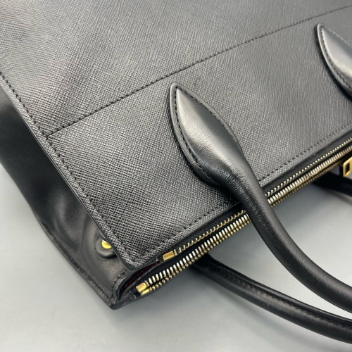 Prada Medium Esplanade Saffiano Calfskin Black Red