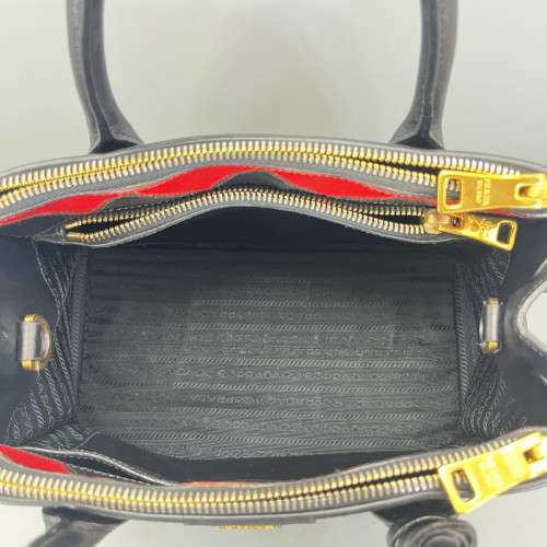 Prada Medium Esplanade Saffiano Calfskin Black Red