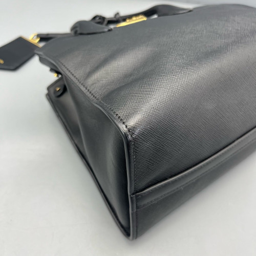 Prada Medium Esplanade Saffiano Calfskin Black Red
