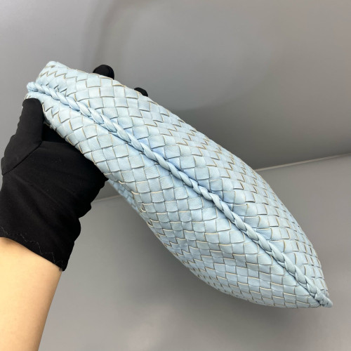 Bottega Veneta Large Veneta Hobo Calfskin Intrecciato Light Blue