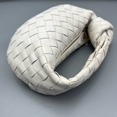 Bottega Veneta Mini Jodie Calfskin Intrecciato White