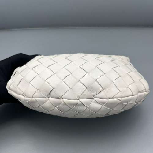 Bottega Veneta Mini Jodie Calfskin Intrecciato White