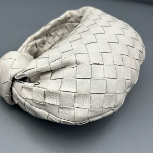 Bottega Veneta Mini Jodie Calfskin Intrecciato White