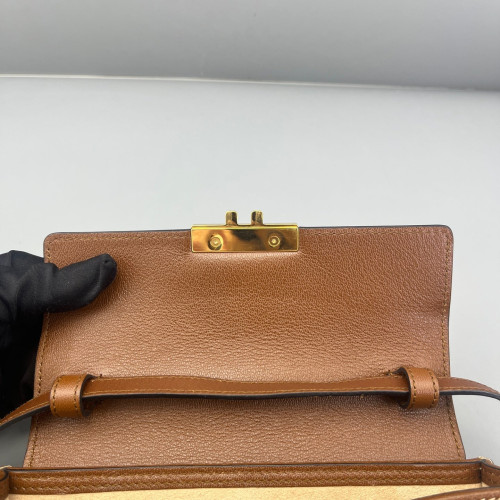 Gucci Mini Padlock Shoulder Bag GG Monogram Black Brown